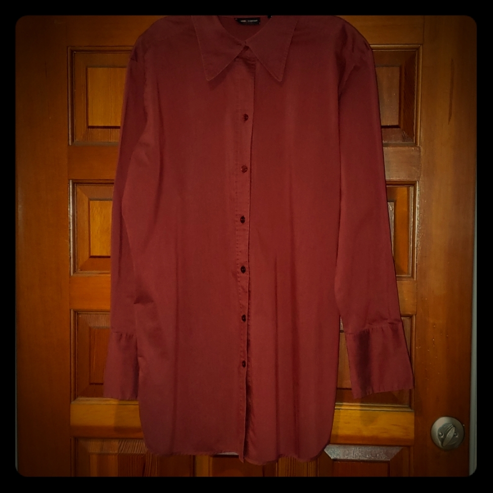 Long Sleeve Buttoned Tunic Length Shirt
